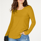 INC International Concepts Women's  Ribbed Long-Sleeve T-Shirt Yellow Size M