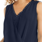 JM Collection Women's Sleeveless Studded Draped Top Blue Size Large