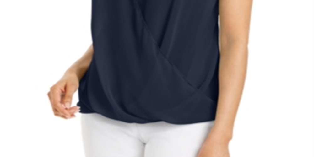 JM Collection Women's Sleeveless Studded Draped Top Blue Size Large