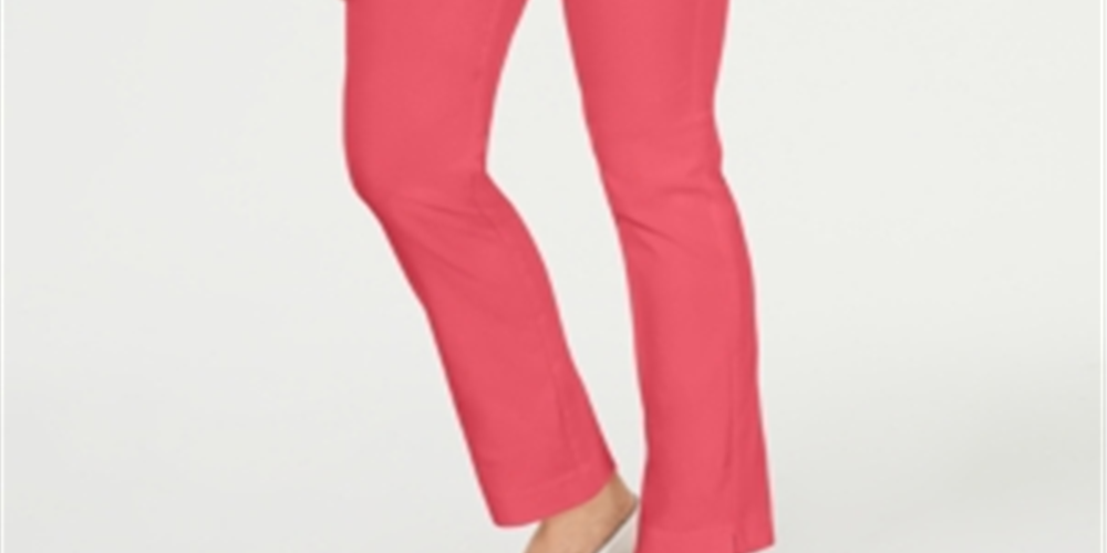 Charter Club Women's Cambridge Skinny Pull-on Tummy-Control Pants Pink Size 14
