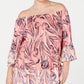 Style & Co Women's Plus Sedona Oasis Printed Ruffled Blouse Orange Size 0X