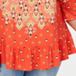 Style & Co Women's Plus Sedona Oasis Printed Ruffled Blouse Orange Size 0X