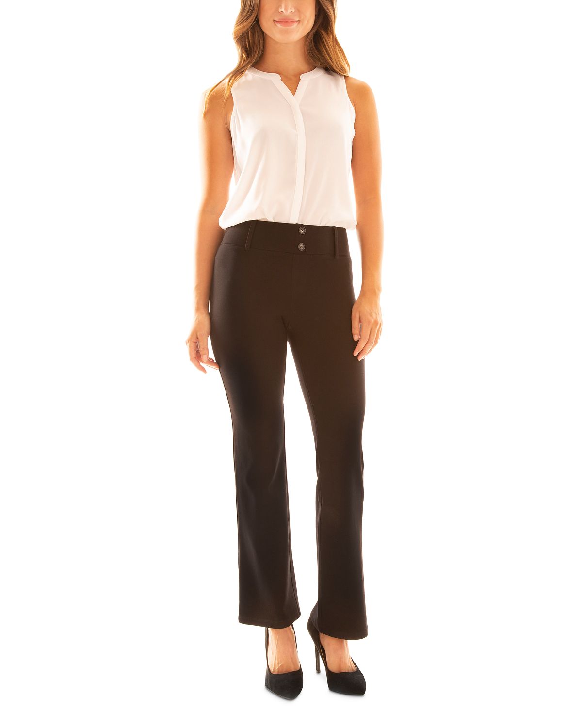 BCX Junior's Pull on Ponte Knit Pants -Brown- Size Large