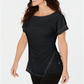 JM Collection Women's Embellished Ruched Side Tie Top Black Size X-Small