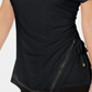 JM Collection Women's Embellished Ruched Side Tie Top Black Size X-Small