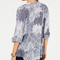 Style & Co Women's Printed High Low Button up Top Blue Size X-Small