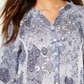 Style & Co Women's Printed High Low Button up Top Blue Size X-Small
