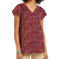 Style & Co Women's Floral Print Button Down Top Purple Size Large