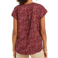 Style & Co Women's Floral Print Button Down Top Purple Size Large
