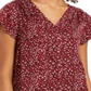 Style & Co Women's Floral Print Button Down Top Purple Size Large