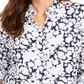Charter Club Women's Floral Print Button Front Linen Blend Shirt Blue Size Petite XL