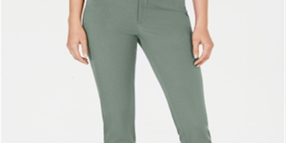 Charter Club Women's Newport Tummy Control Slim Fit Pants Green Size 18