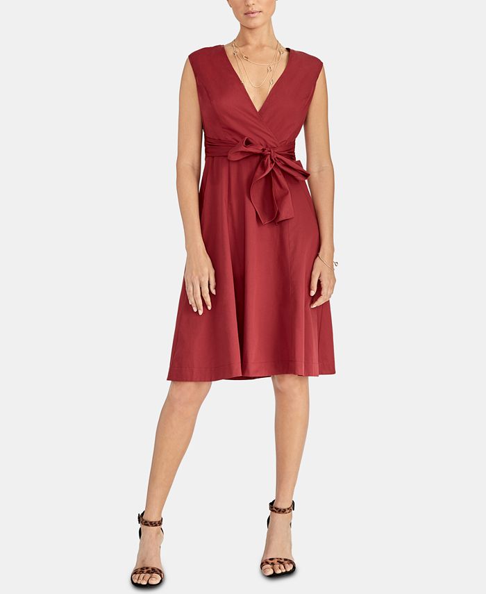 Rachel Roy Women's Sleeveless V Neck Knee Length Fit Flare Dress Red Size 8