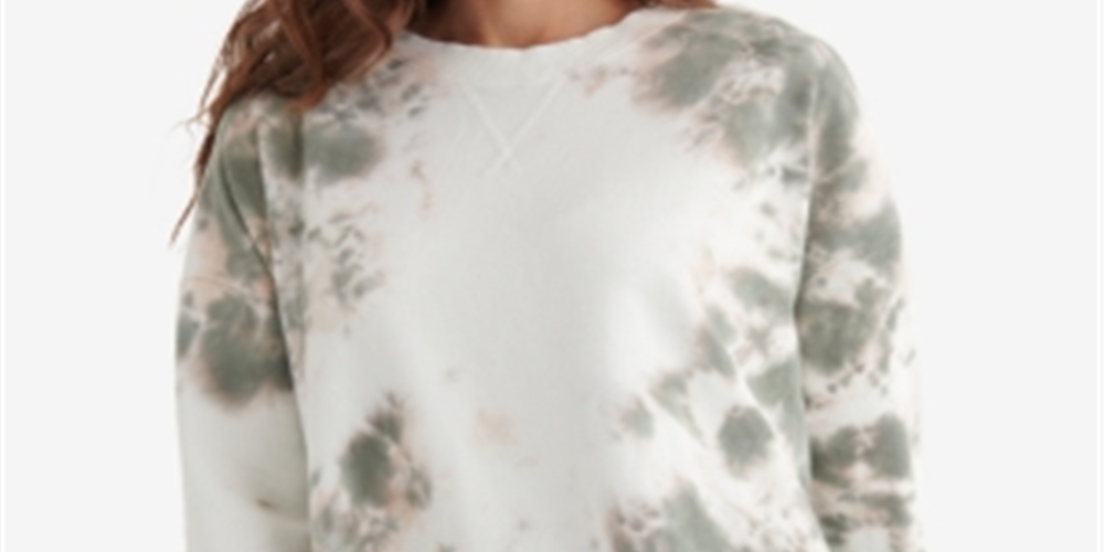 Lucky Brand Women's Fleece Crew Neck Pullover Top White Size Medium