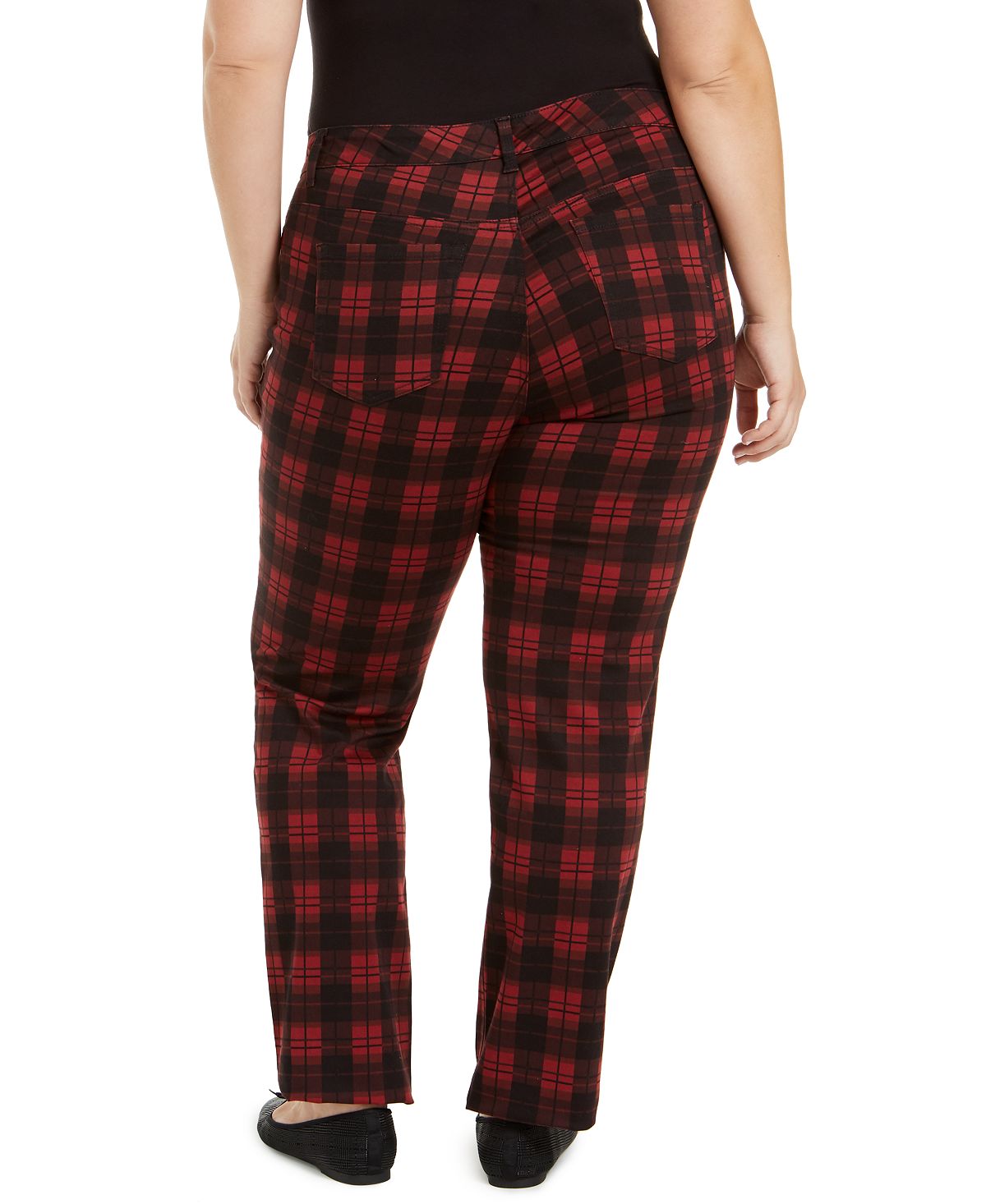 Charter Club Women's Plus Plaid Tummy Control Jeans Black Size 22W