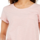 Style & Co Women's Cotton Crew Neck T-Shirt Pink Size Large