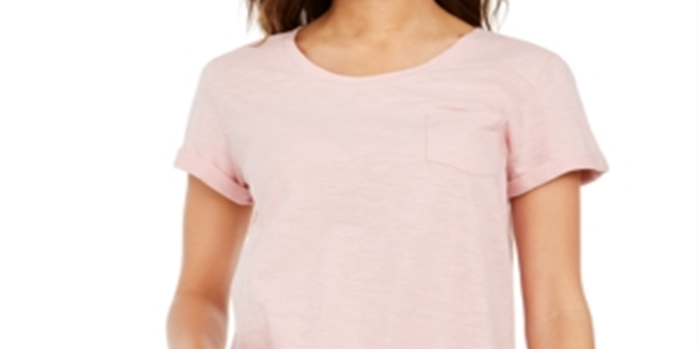 Style & Co Women's Cotton Crew Neck T-Shirt Pink Size Large