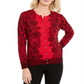 Karen Scott Women's Lace Trails Cardigan Red Size Petite