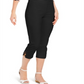JM Collection Women's Tortoise Look Ring Tummy Control Capri Pants Black Size Small
