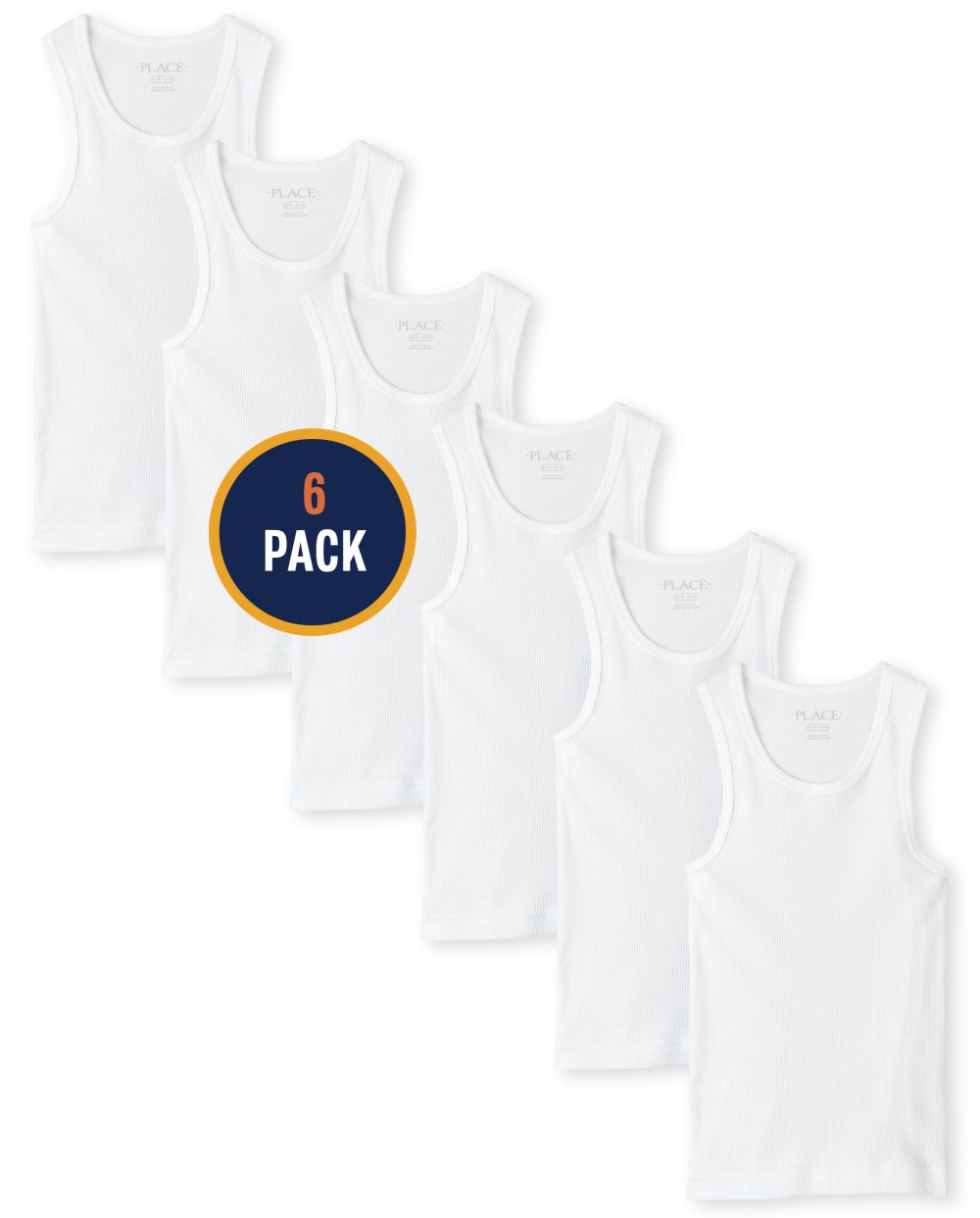 The Children's Place Boy's 6 Pack Basic Tank Top White Size S