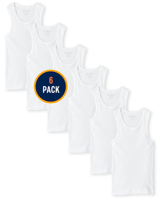 The Children's Place Boy's 6 Pack Basic Tank Top White Size S
