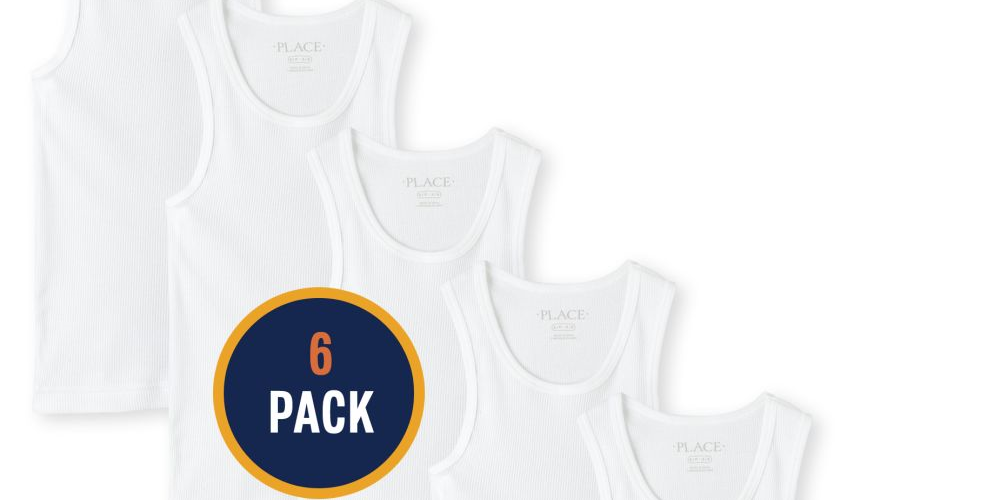 The Children's Place Boy's 6 Pack Basic Tank Top White Size S