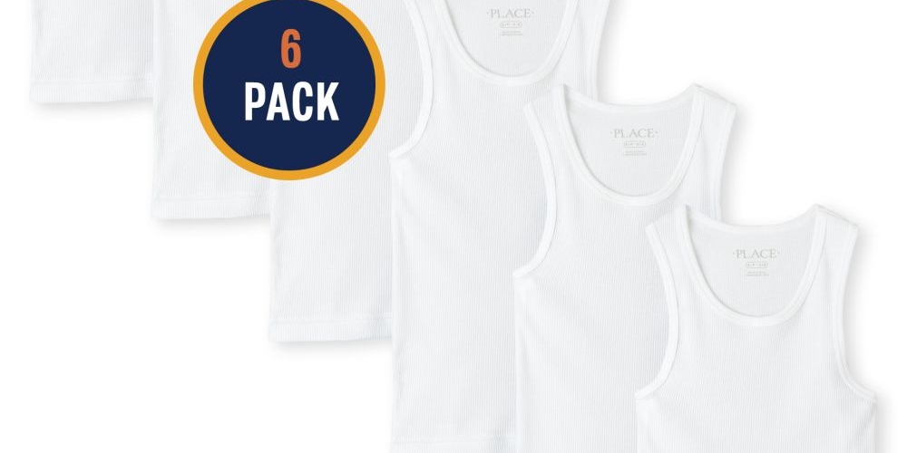 The Children's Place Boy's 6 Pack Basic Tank Top White Size S