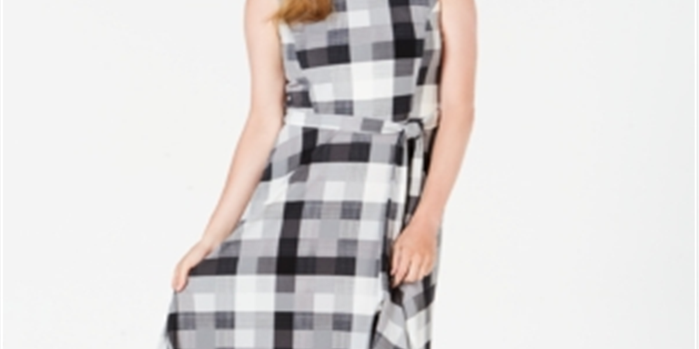 Charter Club Women's Petite Plaid MIDI Dress Black Size Petite Small