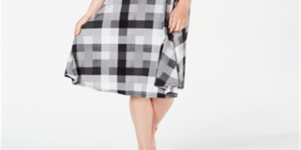 Charter Club Women's Petite Plaid MIDI Dress Black Size Petite Small