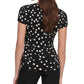 DKNY Women's Dot Print Side Knot Top Gray Size Medium
