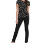 DKNY Women's Dot Print Side Knot Top Gray Size Medium