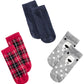 First Impressions Baby Plaid / Grid / Bear 3 Pair Socks Red Size 0-6 MOS