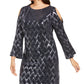 Jessica Howard Women's Plus Metallic Cold Shoulder Sheath Dress Blue Size 14-W
