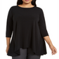 Alfani Women's Plus Handkerchief Hem Top Blue Size 4X