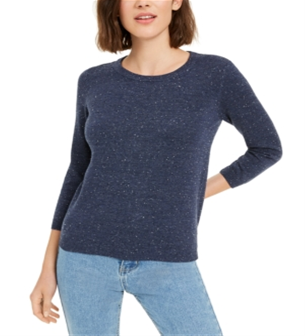 Maison Jules Women's Flecked Sweater Blue Size XX-Large