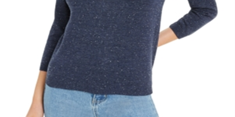 Maison Jules Women's Flecked Sweater Blue Size XX-Large