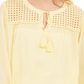 Charter Club Women's Tassel Tie Eyelet Linen Top Yellow Size Small