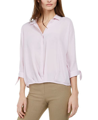 Alfani Women's Tie Sleeve Blouse White Size -Petite L