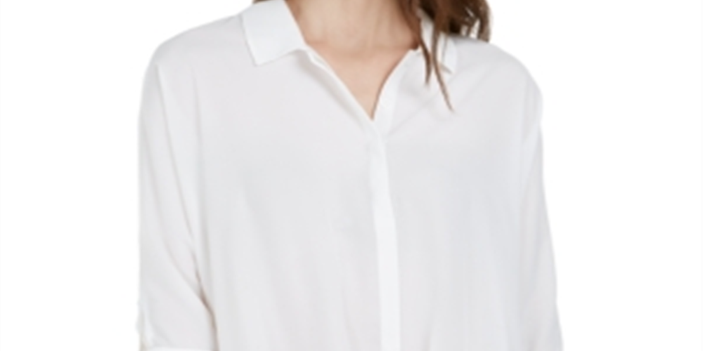 Alfani Women's Tie Sleeve Blouse White Size -Petite L