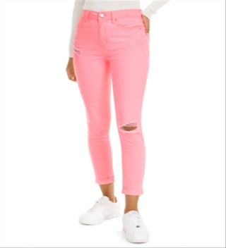 Tinseltown Junior's Neon Wash Skinny Jeans Pink Size 1