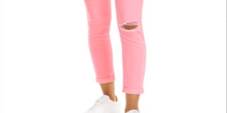 Tinseltown Junior's Neon Wash Skinny Jeans Pink Size 1