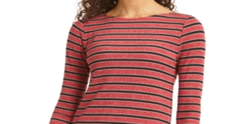 Charter Club Women's Printed 3/4 Sleeve Top Pink Size Petite S