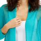 Alfani Women's Mixed Stitch Open Front Linen Blend Cardigan Green Size Small
