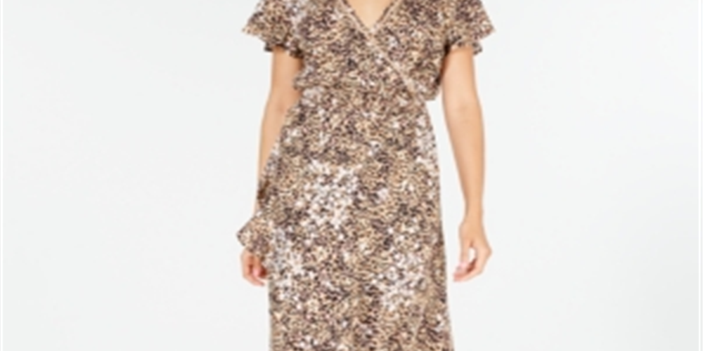 American Rag Junior's Printed Faux Wrap Maxi Dress Brown Size 2XL