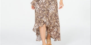 American Rag Junior's Printed Faux Wrap Maxi Dress Brown Size 2XL