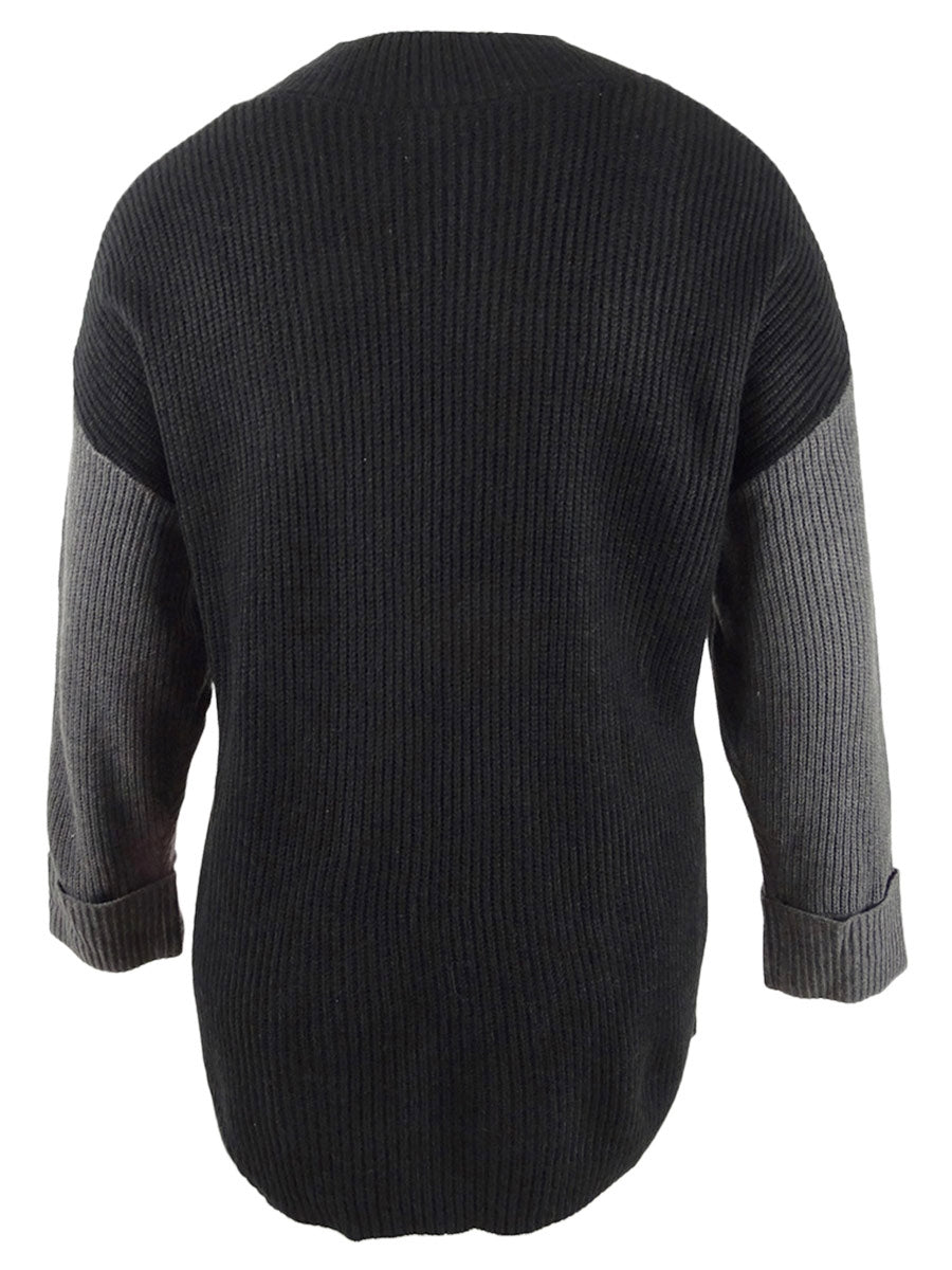 Calvin Klein Women's Plus Tri Color Mock Neck Sweater Black Size 0X