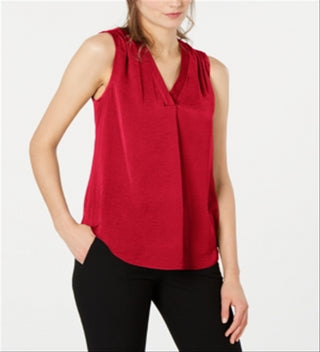 Alfani Women's Satin V Neck Tank Top Red Size X-Small
