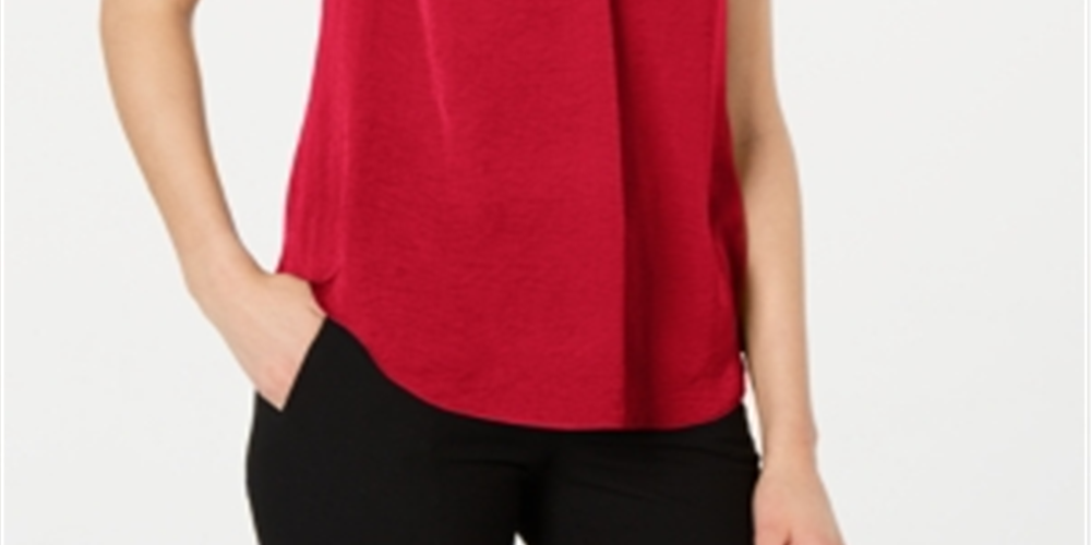 Alfani Women's Satin V Neck Tank Top Red Size X-Small