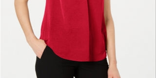 Alfani Women's Satin V Neck Tank Top Red Size X-Small