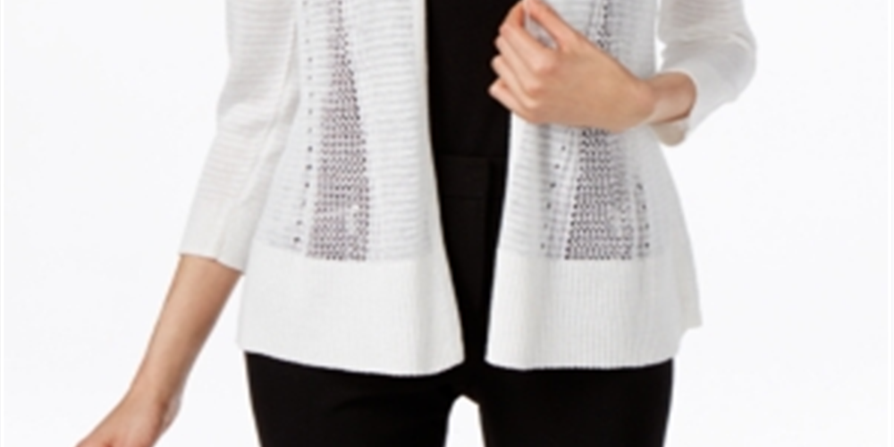 Alfani Women's Novelty Stitch Sweater White Size Small